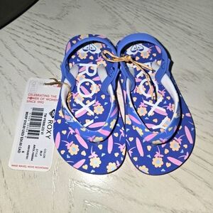Roxy Kids Purple and Pink Floral Sandals/ Size 6